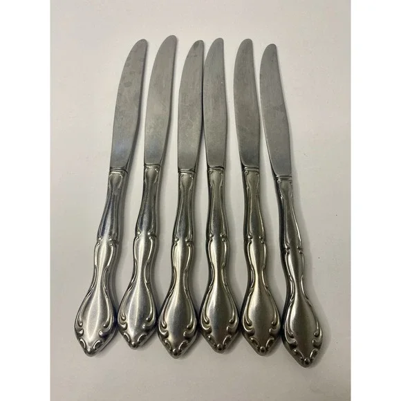 6 Dinner Knives Oneida CANTATA GLOSSY Stainless Flatware 9