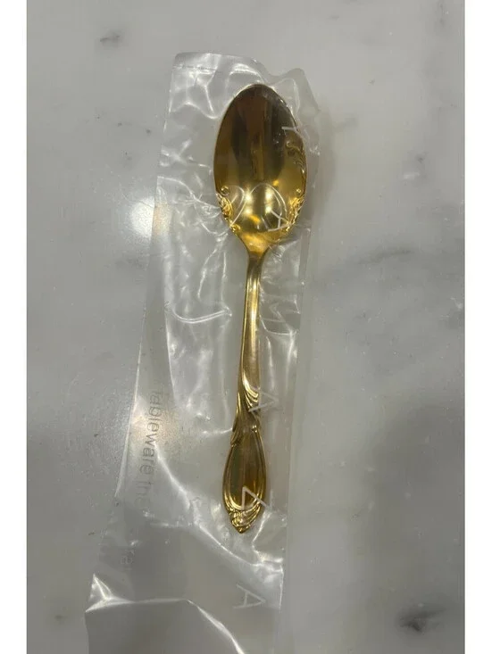 New Yamazaki Japan Cache Gold 24K Gold Plated Tea Spoon Teaspoon 6 1/2