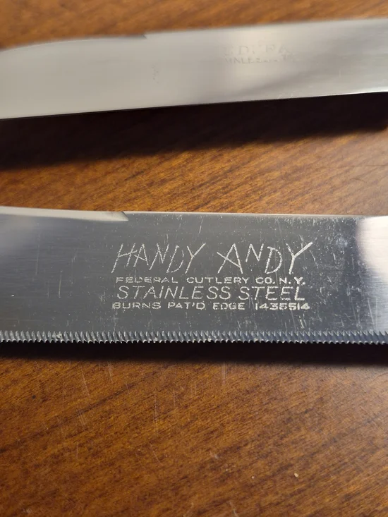 Vintage Federal Cutlery Stainless Steel Serrated & Pairing Knife With Bakelite