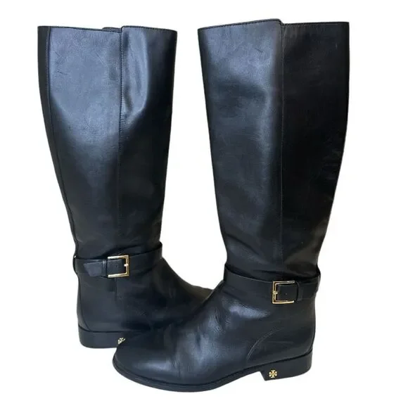 TORY BURCH Thora Black Patent Leather Boots