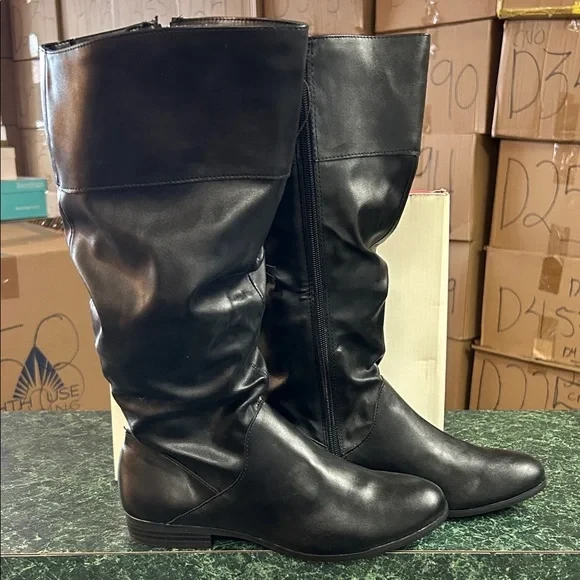 Style & Co. Black Over-the-Knee Faux Leather Boots