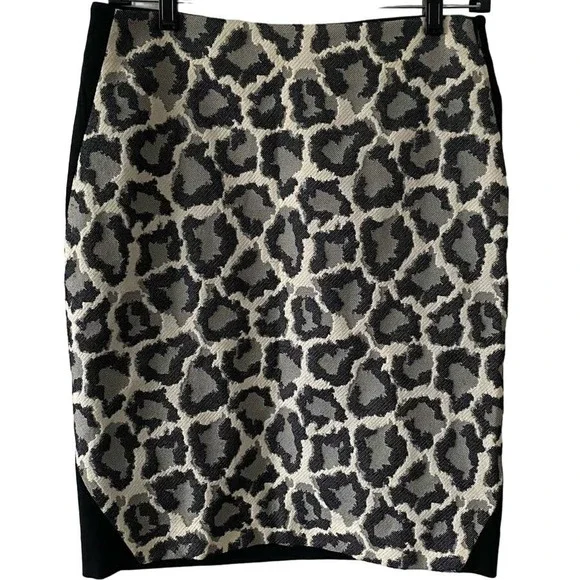 Diane von Furstenberg Women's Emma Pencil Skirt Leopard & Solid Black Size 8