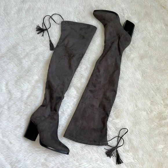 Marc Fisher Gray Suede Alinda Over the Knee Boots