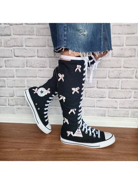 ⭐Converse Chuck Taylor XXHi Bows & Studs Sz 7 Women Boots Sneaker Black A17684C