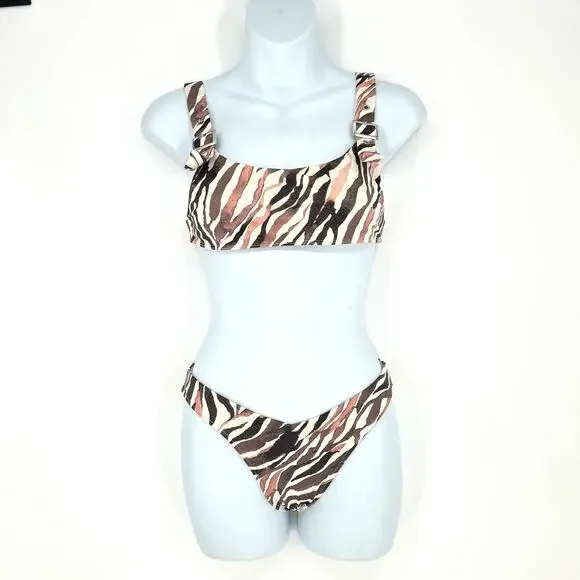 Frankies Bikinis Stormy Top M Kenza Bottom S Zebra Bikini