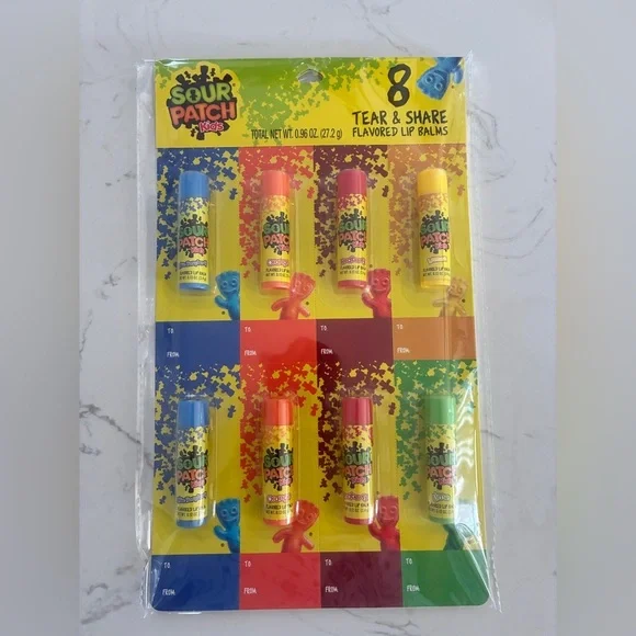 Sour Patch Kids 8-Piece Flavored Lip Balm Set – Tear & Share – New