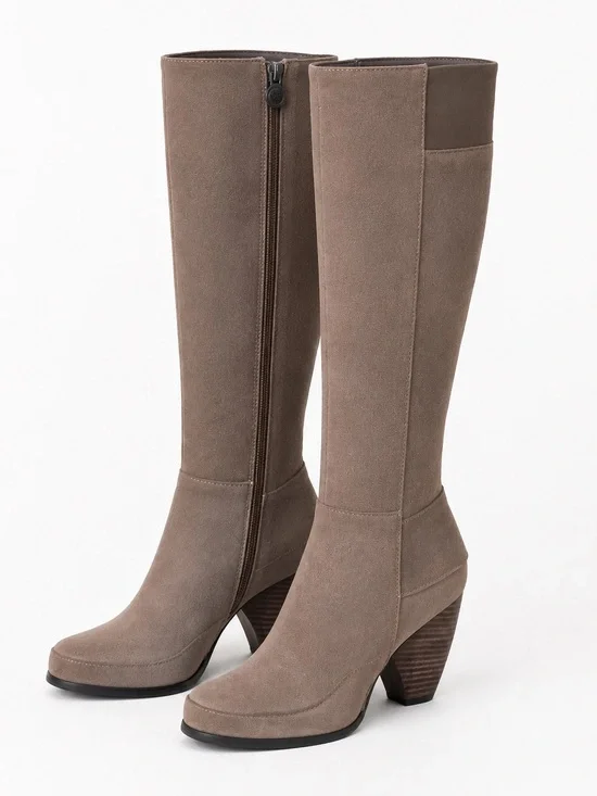 Max Studio Jasper Knee-High Suede Leather Boots in Taupe 5.5/6