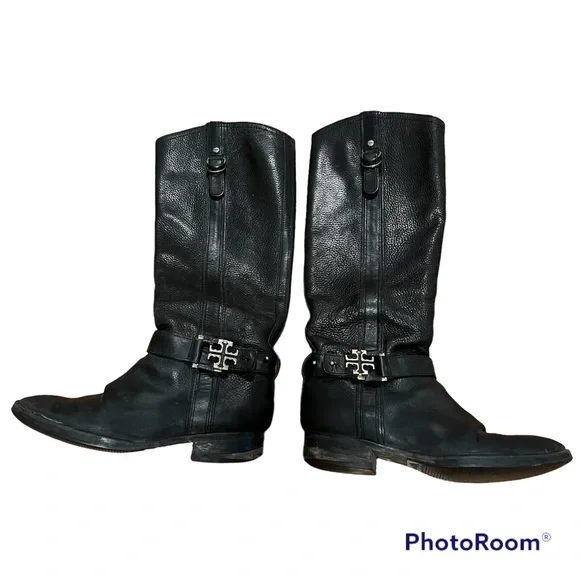 Tory Burch Elina Riding Boots Black Size 7.5M