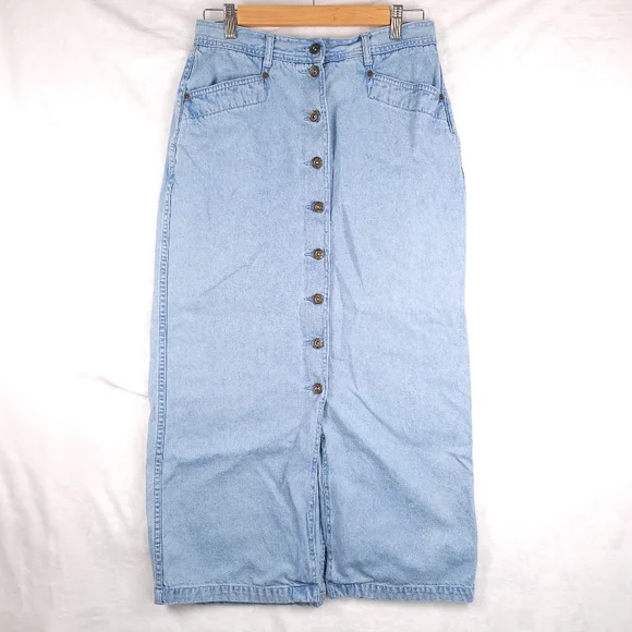 Christopher & Banks 100% Cotton Jean Skirt Button Front 10