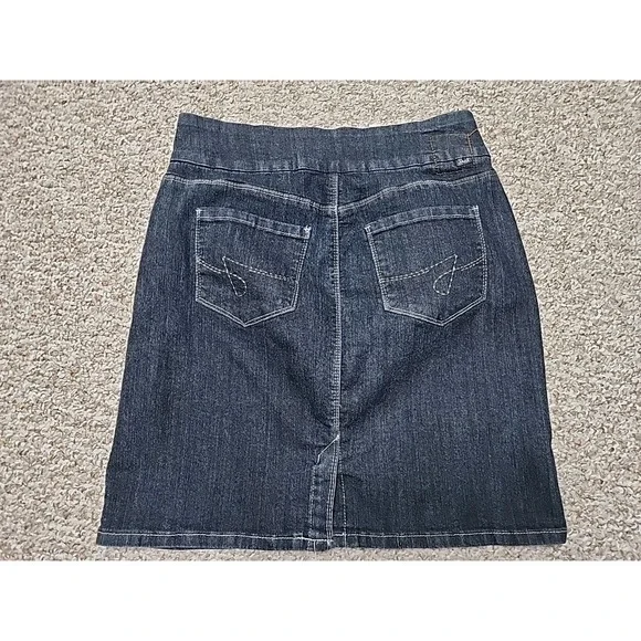 Jag Jeans Denim Skirt Pull On Dark Rinse Cotton Blend Back Kick 30x20