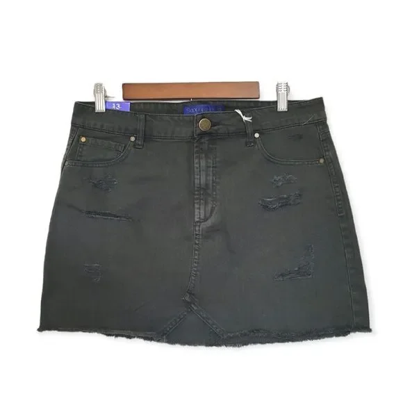 Denim Mini Skirt Distressed