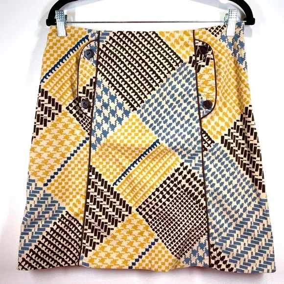 Maeve Skirt Women’s Size 4 Patchwork Houndstooth‎ Velvet Mini Skirt