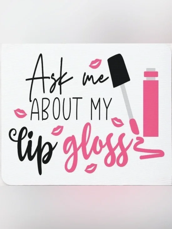 Ask Me About My Lip Gloss Graphic Print - Pink & Black