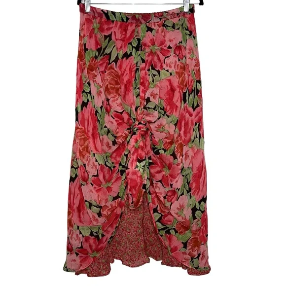 Coldwater Creek Vintage 90s Y2K Boho Reversible Floral Midi Length Skirt