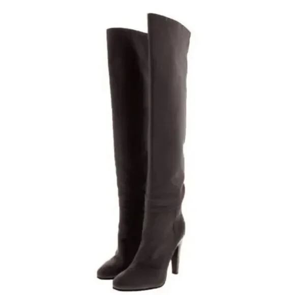 L'AUTRE CHOSE Slouchy Brown Leather Over The Knee Boot Size 37.5