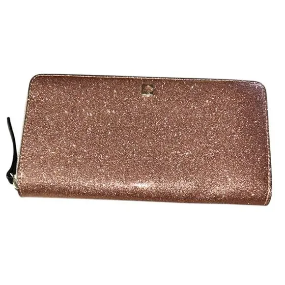 Kate Spade Mavis Street Neda Continental Zip Sparkle Rose Gold Wallet