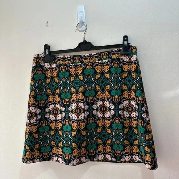 Chic Patterned Mini Skirt - Green, Yellow, Black