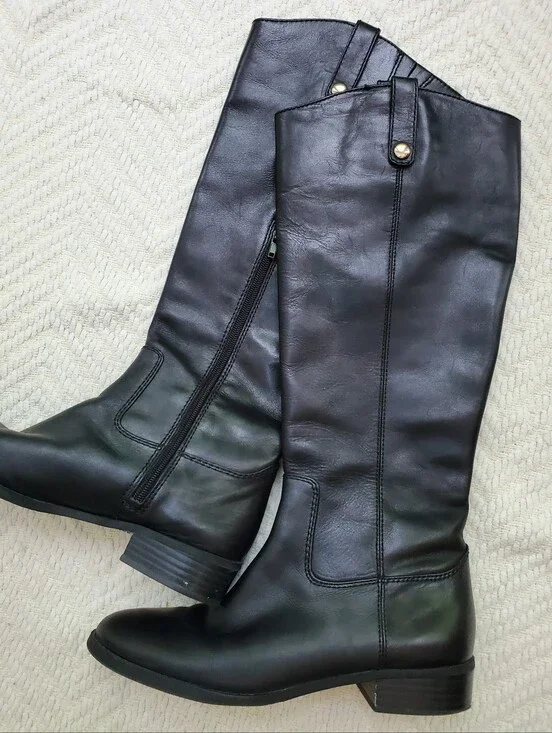 INC International Concepts Fawne Black Leather Riding Boots