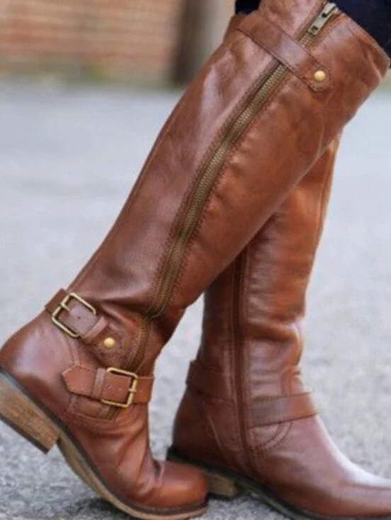 Steve Madden Synicle Brown Leather Edgy Riding Boots