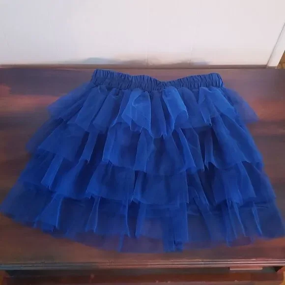 Cute Blue Flouncy Layered Tutu Skirt Sz S
