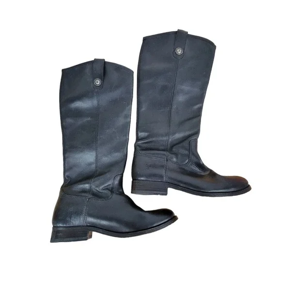 Frye Melissa Button Boots Womens 6B Black Leather Riding Equestrian 77167 Tall