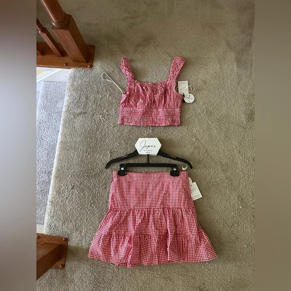 Red Gingham Two piece skirt and tank