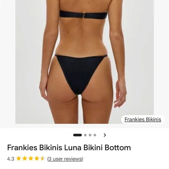 NWT Frankies Bikinis Black Luna Bikini Bottom