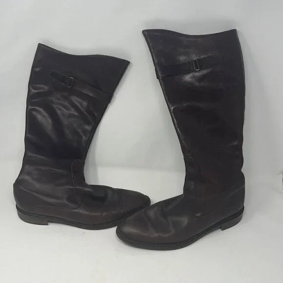 DAVOS Gomma tall riding boots 10 women brown leather equestrian
