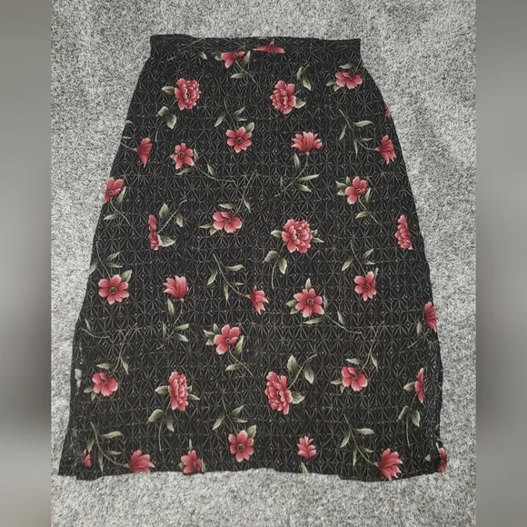 Jaclyn Smith| Floral Double Slit Midi Pencil Skirt