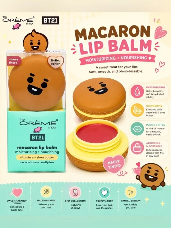 The Crème Shop x BT21 Macaron Lip Balm – Mauve Tinted 💖✨