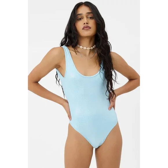 NWT Frankies Bikinis Kyle Iridescent One Piece Swimsuit in Cloud Chaser M