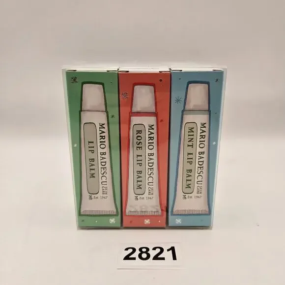 MARIO BADESCU SKIN CARE LIP BALM TRIO 3 PACK COCONUT FLORAL & FRESH NIB