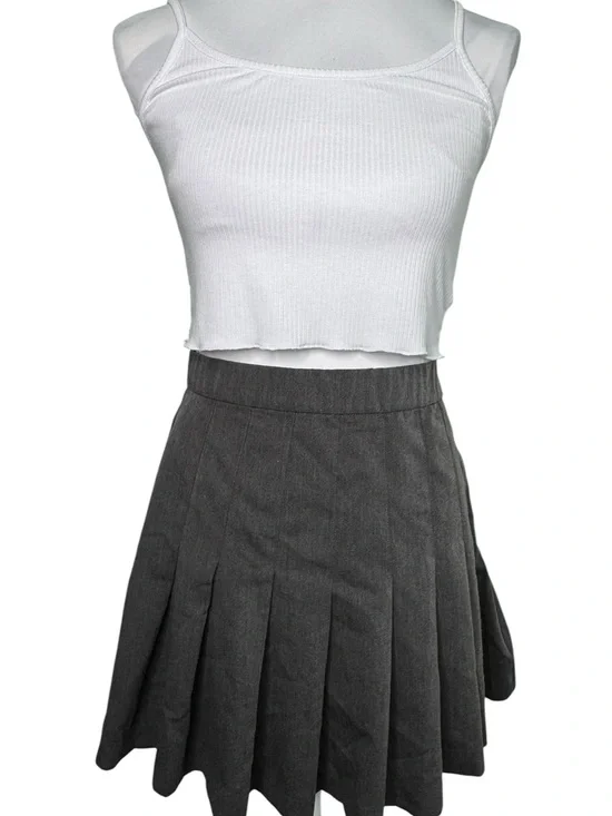 Cotton Candy LA Dark Gray Schoolgirl Pleated Mini Skirt Size Large