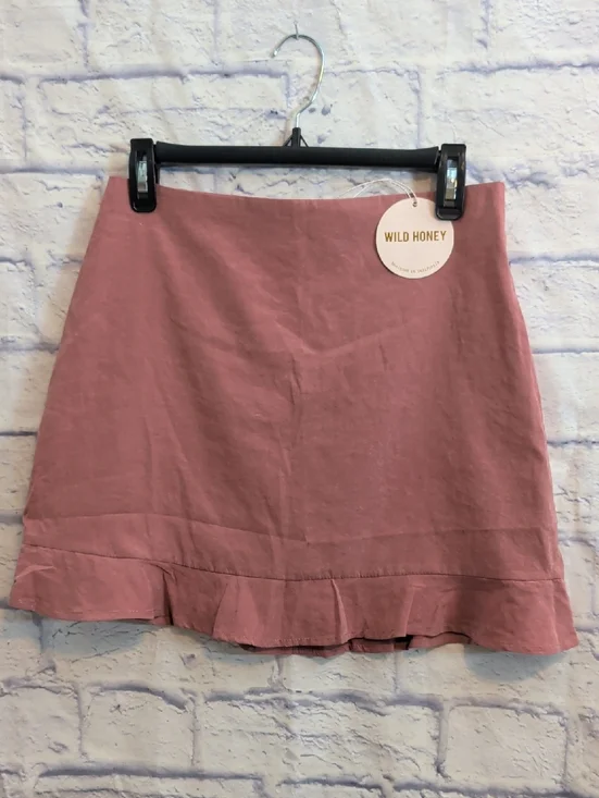 NWT Wild Honey Rose Pink Ruffle Hem Mini Skirt - Size Medium