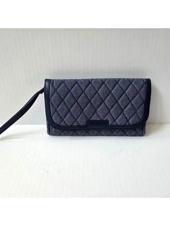 Vera Bradley Trimmed Wristlet Moonlight Navy Wallet Quilted Chambray Denim