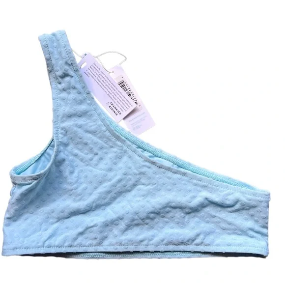 💚 Frankie’s Bikini Light Blue‎ one-shoulder bikini top size Small