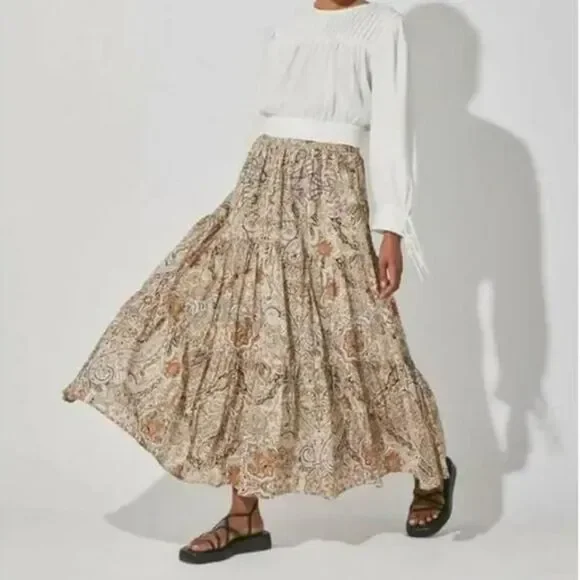 Cleobella Talia Organic Maxi Skirt in Kaleidoscope Paisley (M)