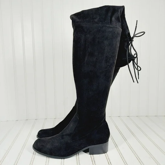 NEW Charles David Gammon Black Textule Block Heel Over-The-Knee Boots M313