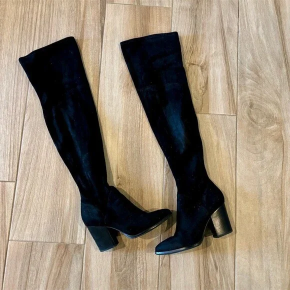 Marc Fisher LTD Women's Over-The-Knee Boots Black Pointed Toe Block Heel
