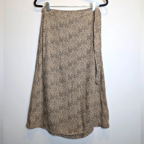 Urban Romantics Brown Black Animal Print Midi Wrap Skirt Size Large