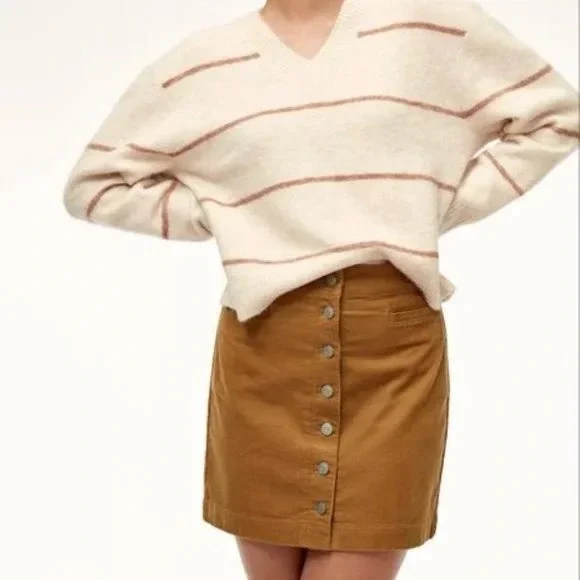 Wilfred Free‎ Corduroy Mini Skirt Button Front A Line Copper Brown Size 2