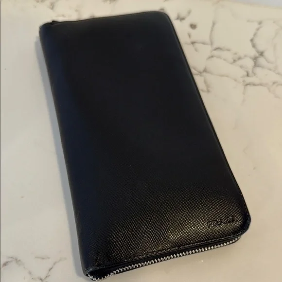 Prada Black Saffiano Leather Long Wallet