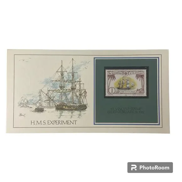 Vtg 1784 HMS Experiment Grenadine St Vincent Stamp Basil Smith Print Issued 1982