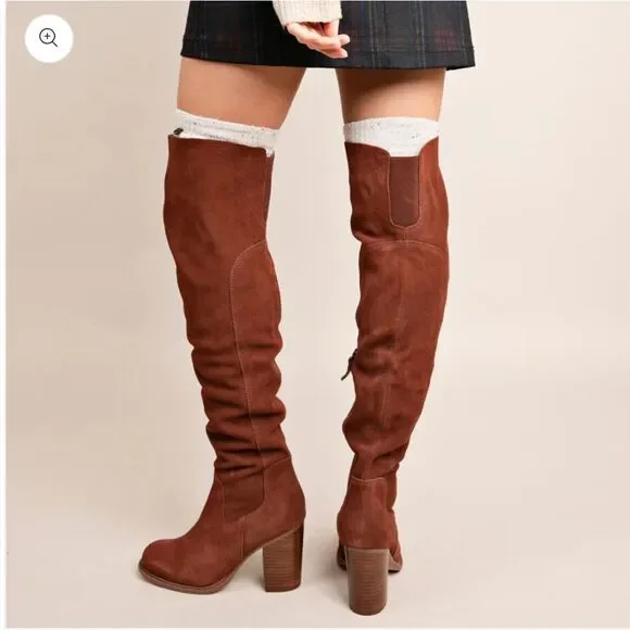 Anthropologie x Kelsi Dagger Logan Over-The-Knee Boots Brown Suede US 7.5 Wide