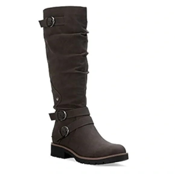 Sun + Stone Womens Brinley Faux Leather Zipper Knee-High Boots