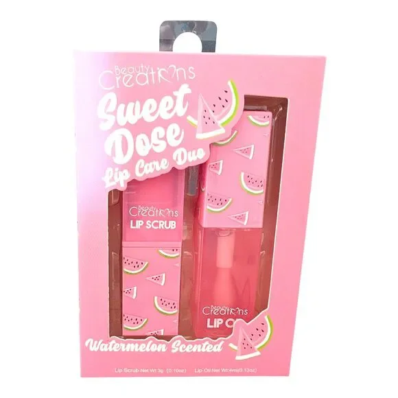 Beauty Creations Sweet Watermelon Dose Duo Lip Oil Lip Scrub Lip Gloss Set
