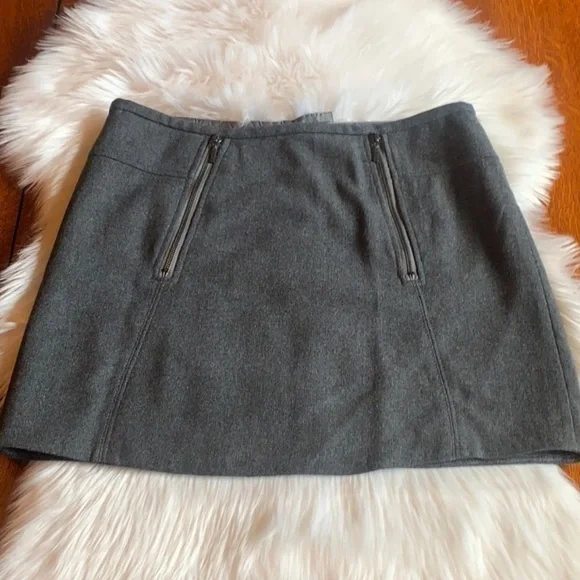 Kenar Double Faux Zipper Nevada Grey Wool Blend Mini Skirt Size 2