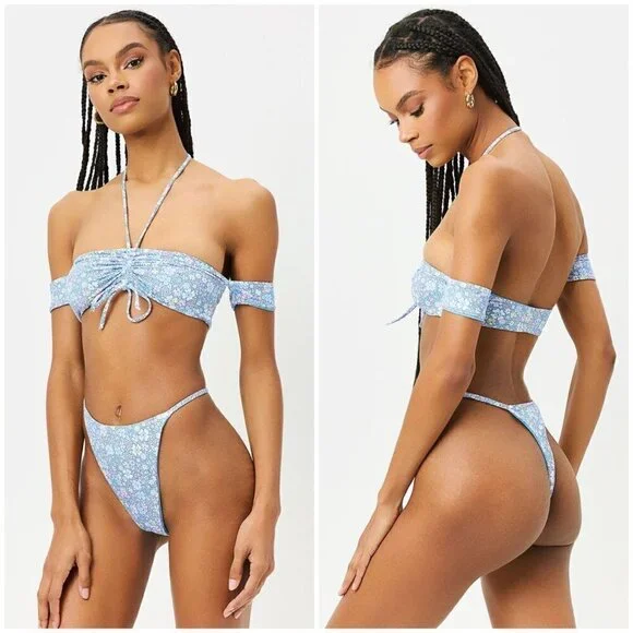💕FRANKIES BIKINIS💕 Jagger Thong Bikini Bottom Springtime Print ~ Large L NWT