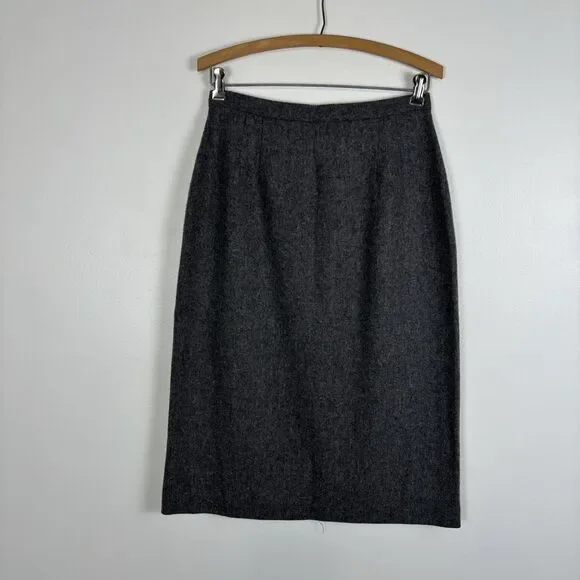 VTG Susan Bradley Womens Woolmark Wool Gray Midi Skirt 28 inch Waist Medium