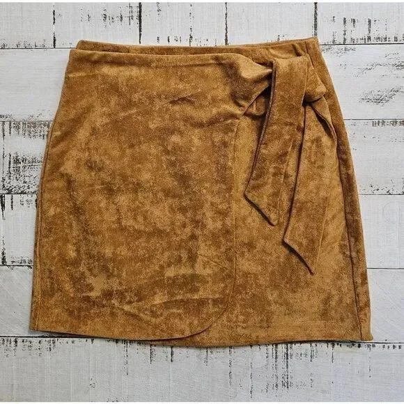 BLANK NYC Faux Suede Wrap Tie Front Miniskirt Sugar and Spice 25